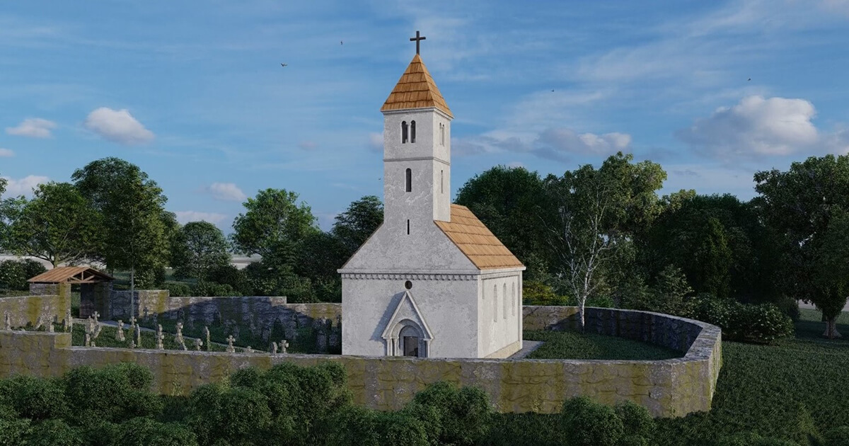 A felmérésekre alapozott 13. századi templom rekonstrukció
